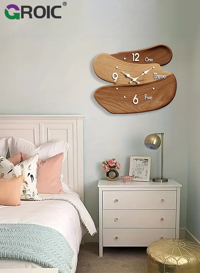 GROIC Wooden Wall Clock, Clock Silent Non Ticking Farmhouse Small Wall Clocks for Living Room Kitchen Bathroom Bedroom Decor, Antique, Vintage, Country Farmhouse Style, 30x25cm Minimalist Silent Quartz Clock - Image 2